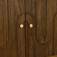 Storage Cabinet Console, 3 Doors, U Shaped Carved 47 Inch Brown Wood -BM334915