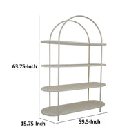 Accent Bookshelf, 4 Wood Shelves, 64 Inch Industrial White Metal Frame  - BM334919