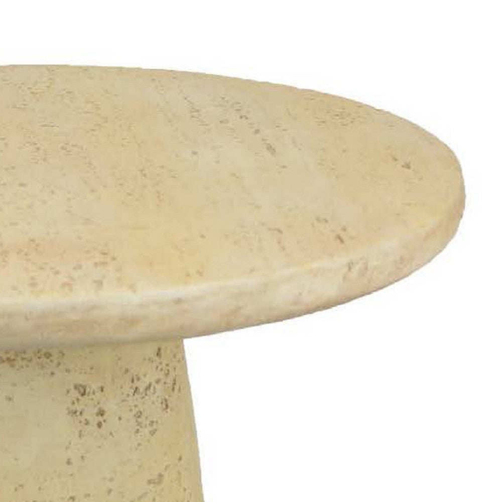 Keki Coffee Table, 24 Inch Round, Tapered Off White Resin Body -BM334921