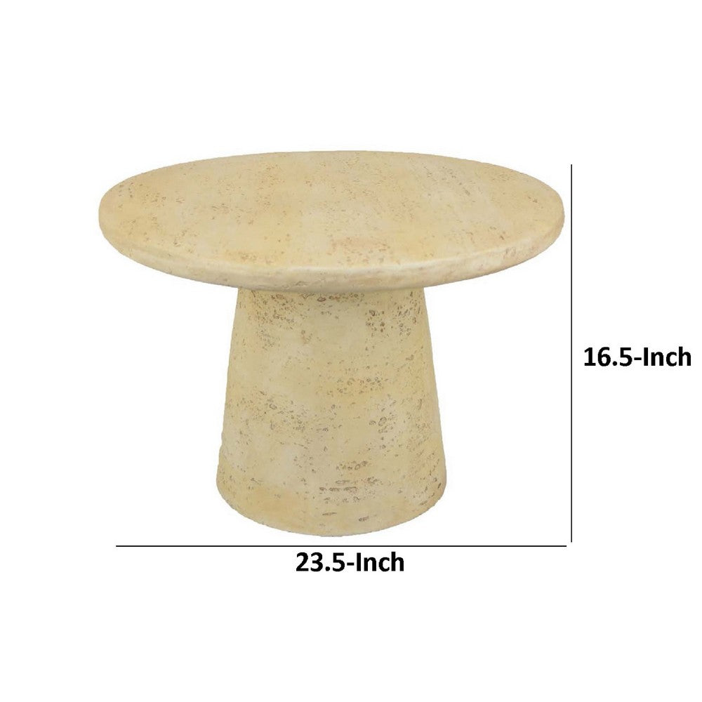 Keki Coffee Table, 24 Inch Round, Tapered Off White Resin Body -BM334921