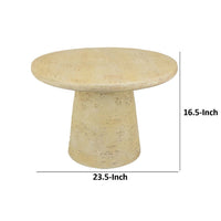 Keki Coffee Table, 24 Inch Round, Tapered Off White Resin Body -BM334921