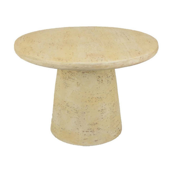 Keki Coffee Table, 24 Inch Round, Tapered Off White Resin Body -BM334921
