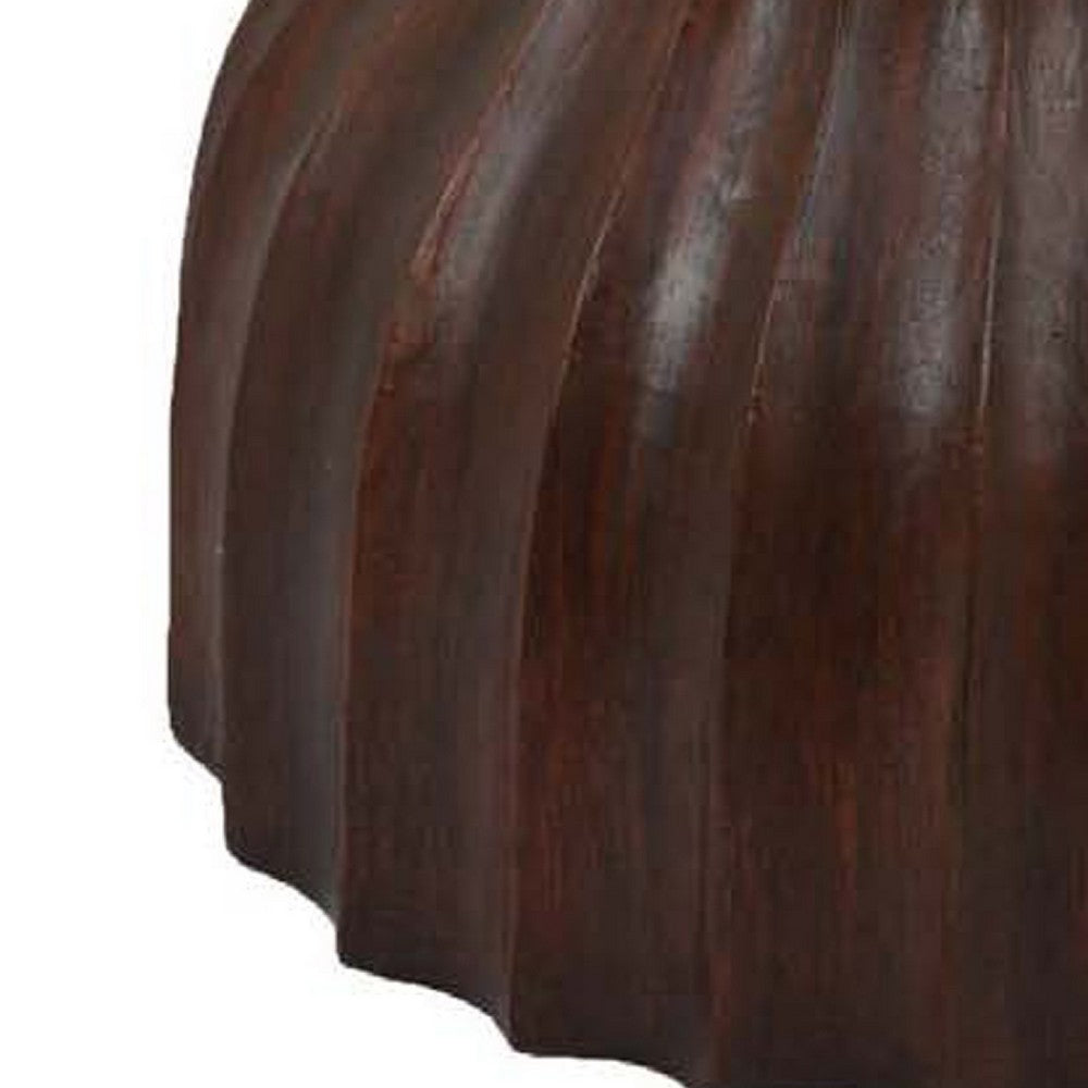 Lopy Plant Stand Side Table, Hourglass Design, 21 Inch Brown Resin -BM334922