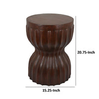 Lopy Plant Stand Side Table, Hourglass Design, 21 Inch Brown Resin -BM334922