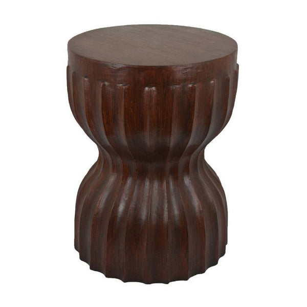 Lopy Plant Stand Side Table, Hourglass Design, 21 Inch Brown Resin -BM334922