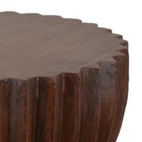 Lopy Plant Stand Side Table, Hourglass Design, 21 Inch Brown Resin  -BM334923