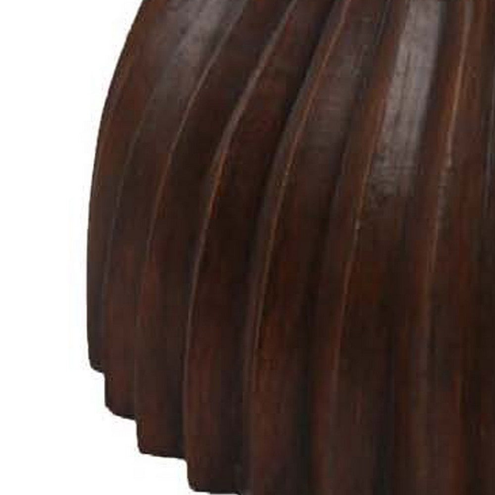 Lopy Plant Stand Side Table, Hourglass Design, 21 Inch Brown Resin  -BM334923