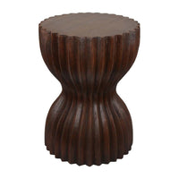 Lopy Plant Stand Side Table, Hourglass Design, 21 Inch Brown Resin  -BM334923