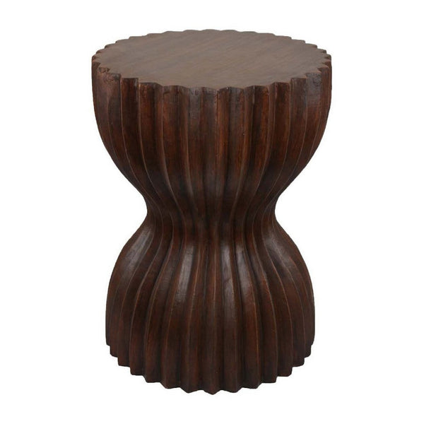 Lopy Plant Stand Side Table, Hourglass Design, 21 Inch Brown Resin  -BM334923