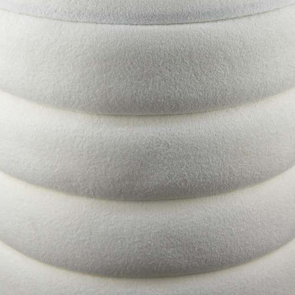 Accent Stool, 18 Inch White Fabric Upholstery, Gold Metal Base -BM334924