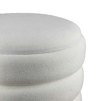 Accent Stool, 18 Inch White Fabric Upholstery, Gold Metal Base -BM334924