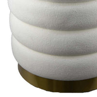 Accent Stool, 18 Inch White Fabric Upholstery, Gold Metal Base -BM334924