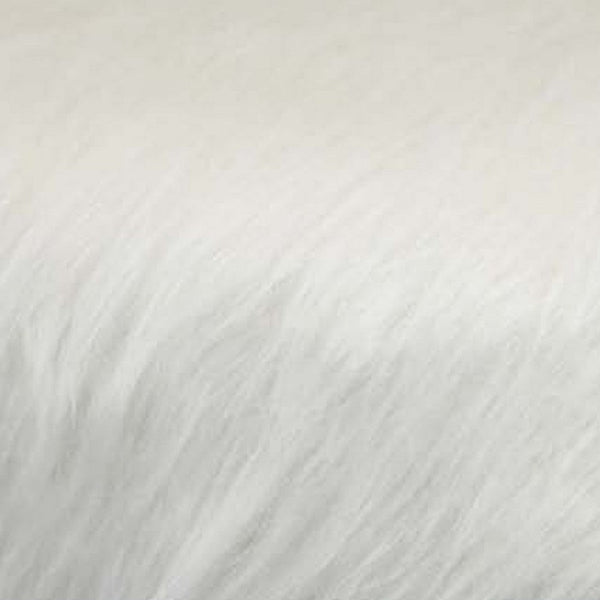 Accent Ottoman, Fur-Like Texture, 21 Inch White Fabric Upholstery -BM334925
