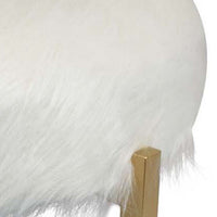Accent Ottoman, Fur-Like Texture, 21 Inch White Fabric Upholstery -BM334925