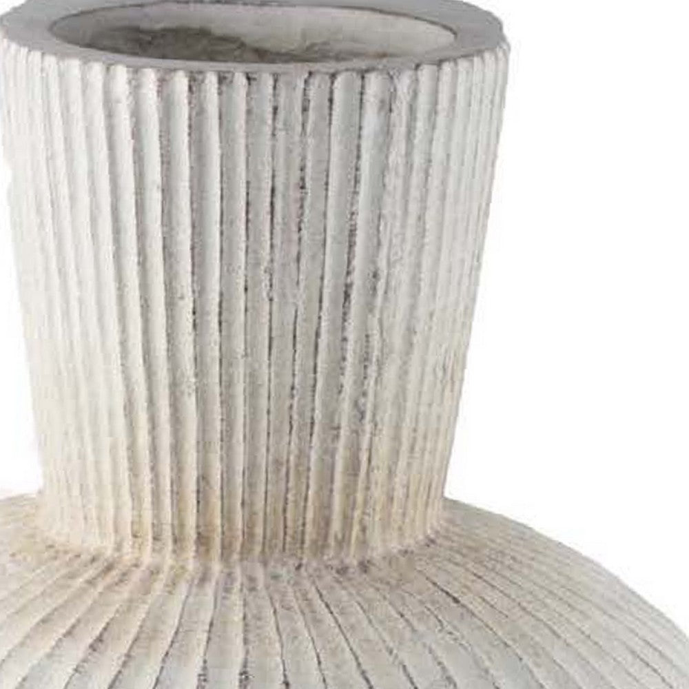 Gany Decorative Vase, Spherical Bottom, 22 Inch Weathered White Resin -BM334926