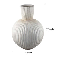 Gany Decorative Vase, Spherical Bottom, 22 Inch Weathered White Resin -BM334926