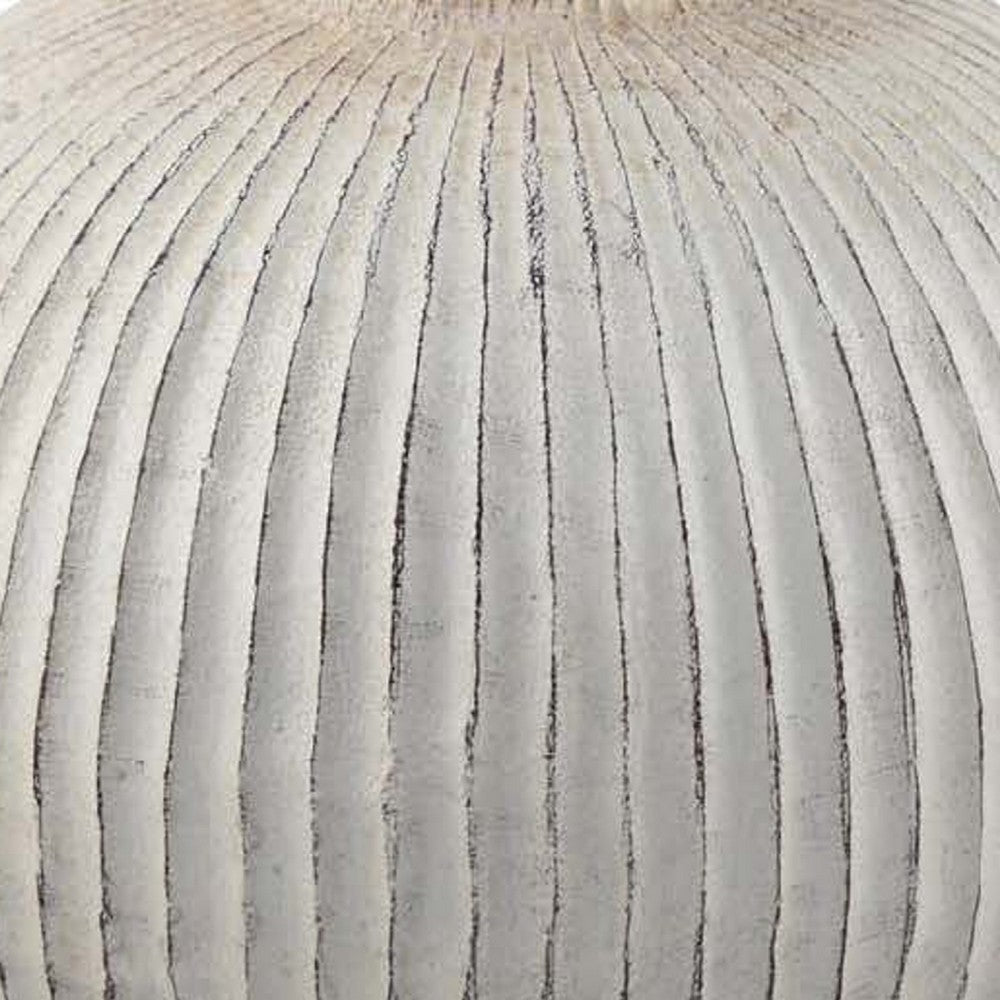 Gany Decorative Vase, Spherical Bottom, 15 Inch Weathered White Resin -BM334927