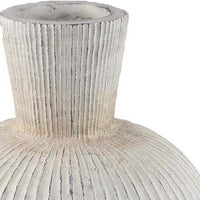 Gany Decorative Vase, Spherical Bottom, 15 Inch Weathered White Resin -BM334927