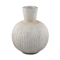 Gany Decorative Vase, Spherical Bottom, 15 Inch Weathered White Resin -BM334927