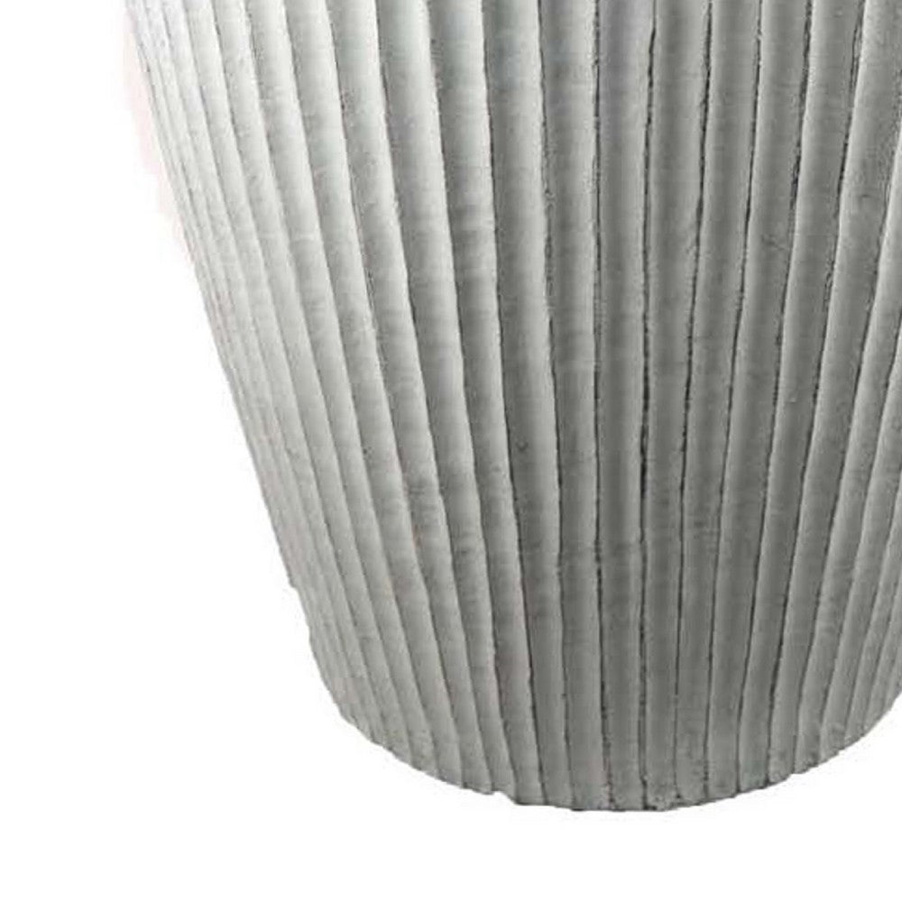 Nios Decorative Vase, Elongated Design, 26 Inch Weathered White Resin -BM334928