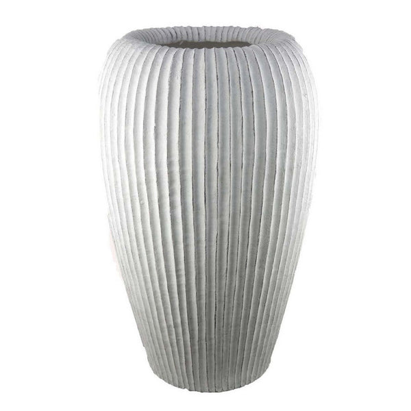 Nios Decorative Vase, Elongated Design, 26 Inch Weathered White Resin -BM334928