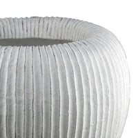 Nios Decorative Vase, Short and Wide, 17 Inch Weathered White Resin -BM334929