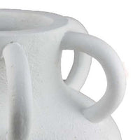 Ripo Decorative Vase, Curved Flange Details, 11 Inch White Resin -BM334931