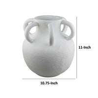 Ripo Decorative Vase, Curved Flange Details, 11 Inch White Resin -BM334931