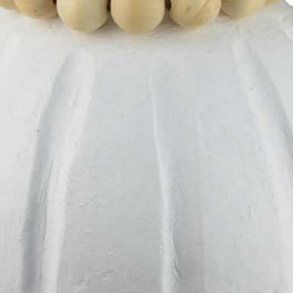 Nehu Decorative Vase, Beaded Neck Details, 15 Inch White Resin -BM334932