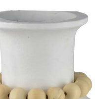 Nehu Decorative Vase, Beaded Neck Details, 15 Inch White Resin -BM334932