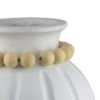 Nehu Decorative Vase, Beaded Neck Details, 16 Inch White Resin -BM334933