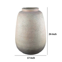 Kilu Decorative Vase, Rugged Texture, 24 Inch Metallic Gray Resin -BM334934