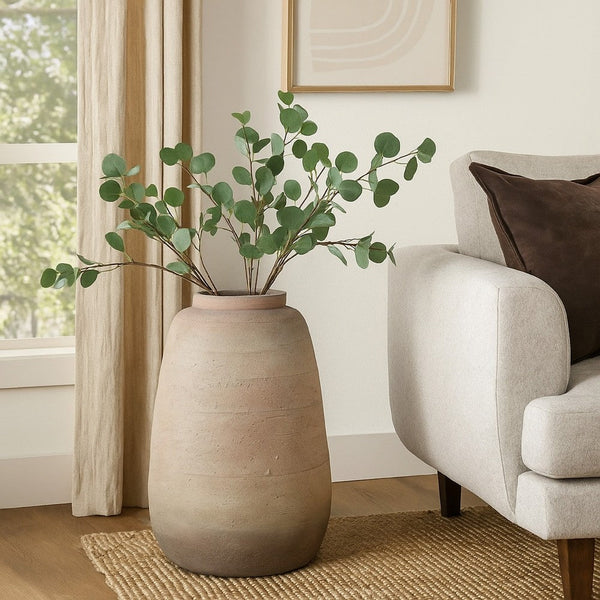 Kilu Decorative Vase, Rugged Texture, 24 Inch Metallic Gray Resin -BM334934