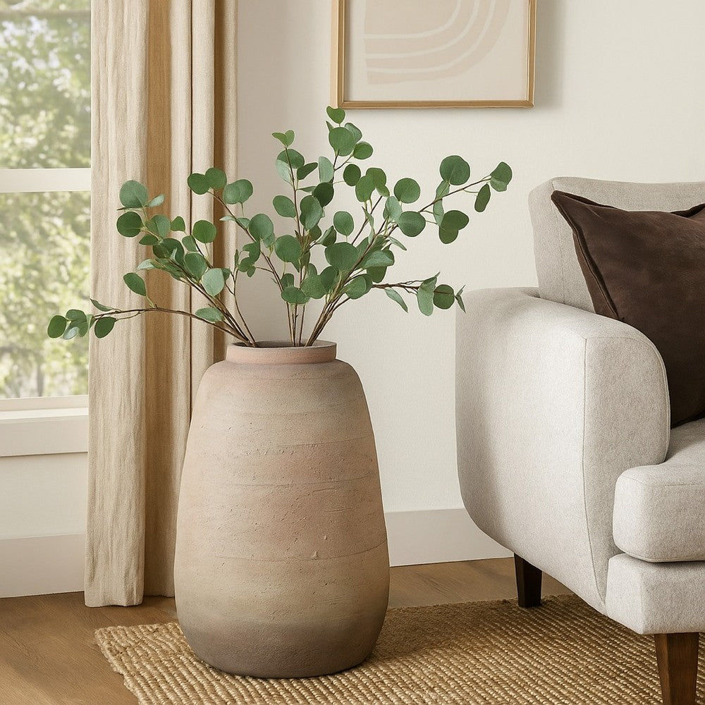 Kilu Decorative Vase, Rugged Texture, 24 Inch Metallic Gray Resin -BM334934