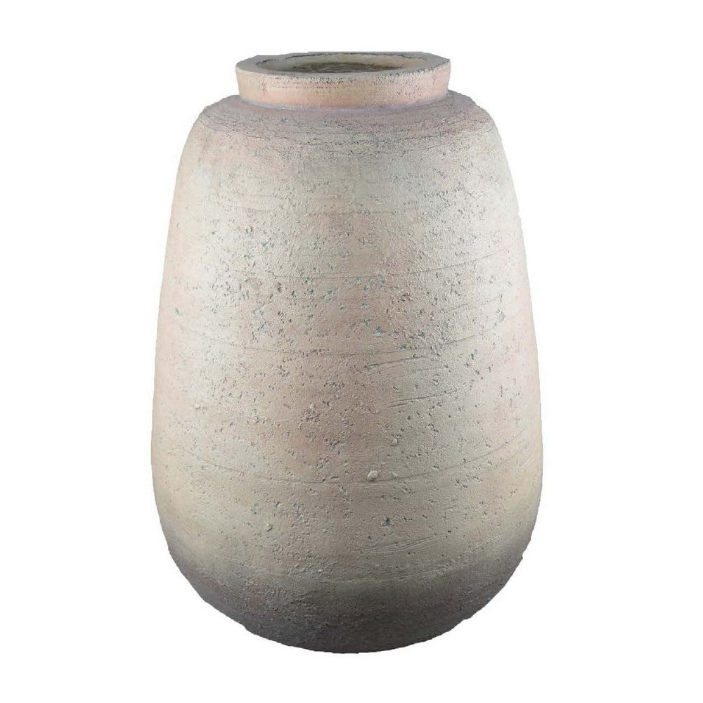 Kilu Decorative Vase, Rugged Texture, 24 Inch Metallic Gray Resin -BM334934