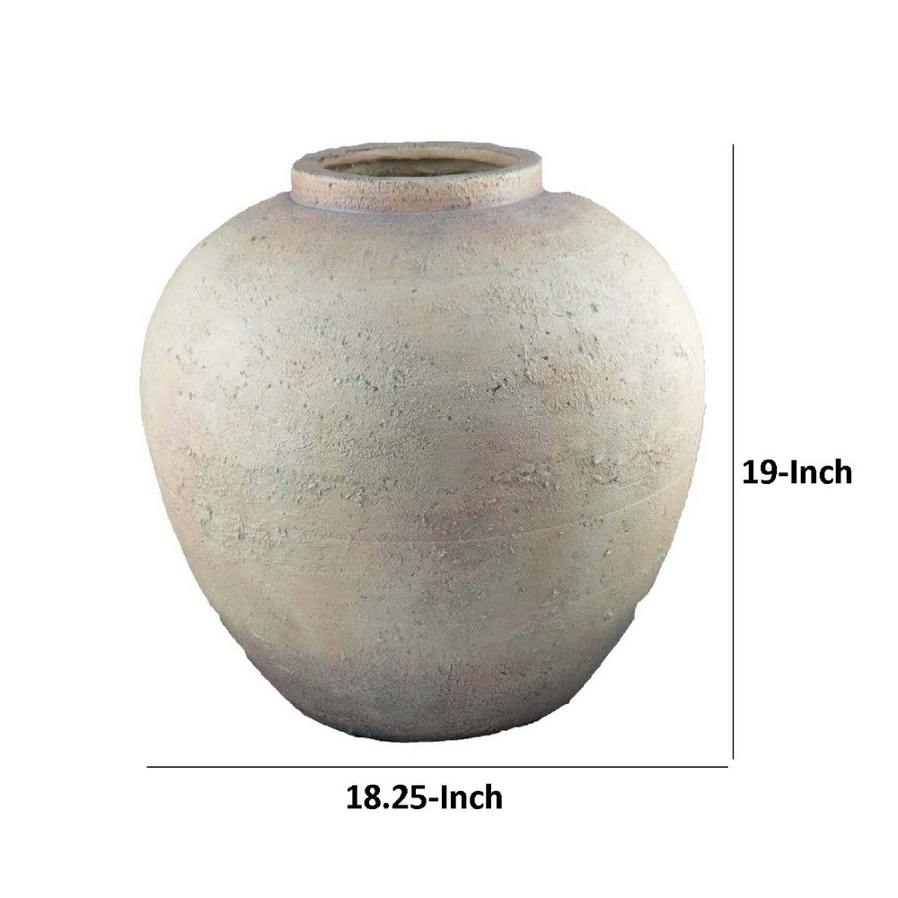 Kilu Decorative Vase, Rugged Texture, 19 Inch Metallic Gray Resin -BM334935