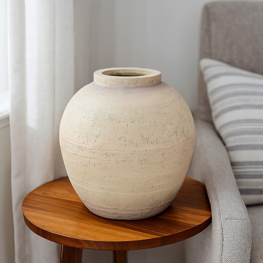Kilu Decorative Vase, Rugged Texture, 14 Inch Metallic Gray Resin -BM334936