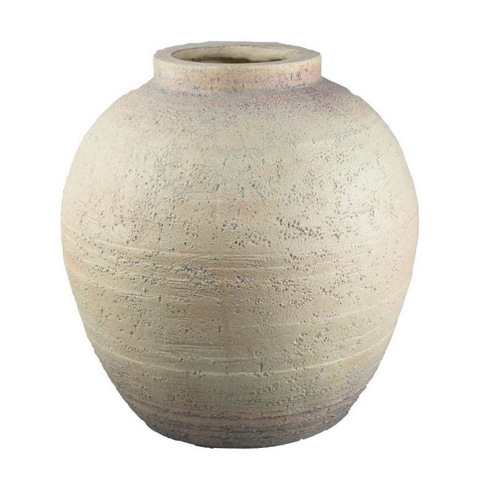 Kilu Decorative Vase, Rugged Texture, 14 Inch Metallic Gray Resin -BM334936
