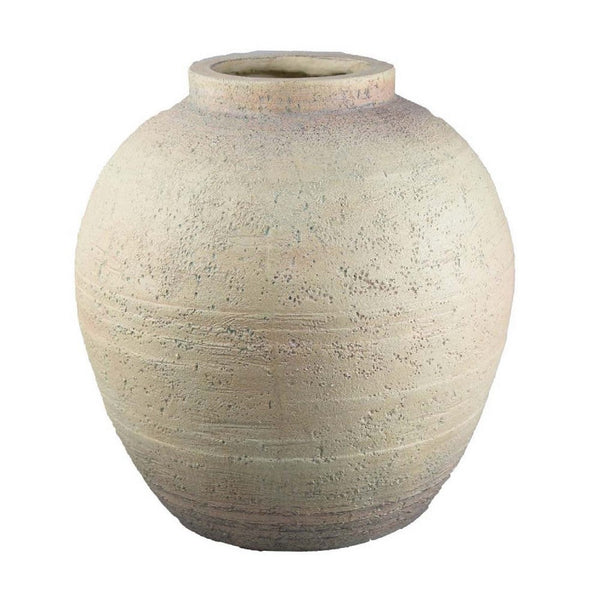 Kilu Decorative Vase, Rugged Texture, 14 Inch Metallic Gray Resin -BM334936