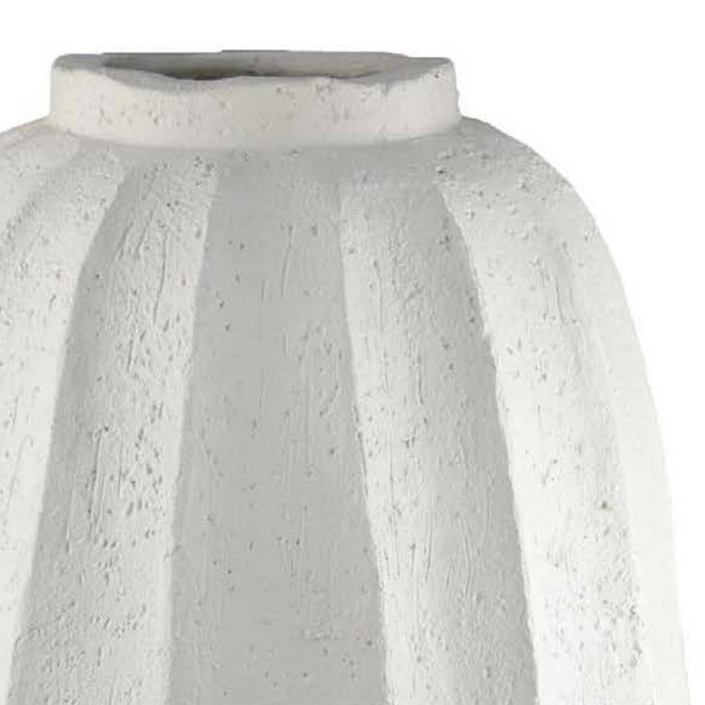 Decorative Vase, Round Textured Body, 23 Inch White Resin -BM334937