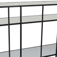 Woly Plant Stand Rack, 2 Glass Shelves, 59 Inch Industrial Black Metal -BM334940