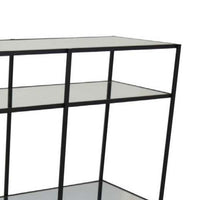 Woly Plant Stand Rack, 2 Glass Shelves, 59 Inch Industrial Black Metal -BM334940