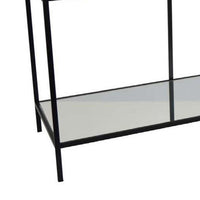 Woly Plant Stand Rack, 2 Glass Shelves, 59 Inch Industrial Black Metal -BM334940