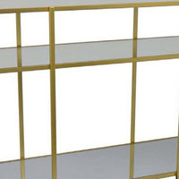 Woly Plant Stand Rack, 2 Glass Shelves, 59 Inch Industrial Gold Metal -BM334941