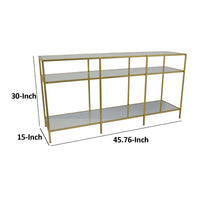 Woly Plant Stand Rack, 2 Glass Shelves, 59 Inch Industrial Gold Metal -BM334941