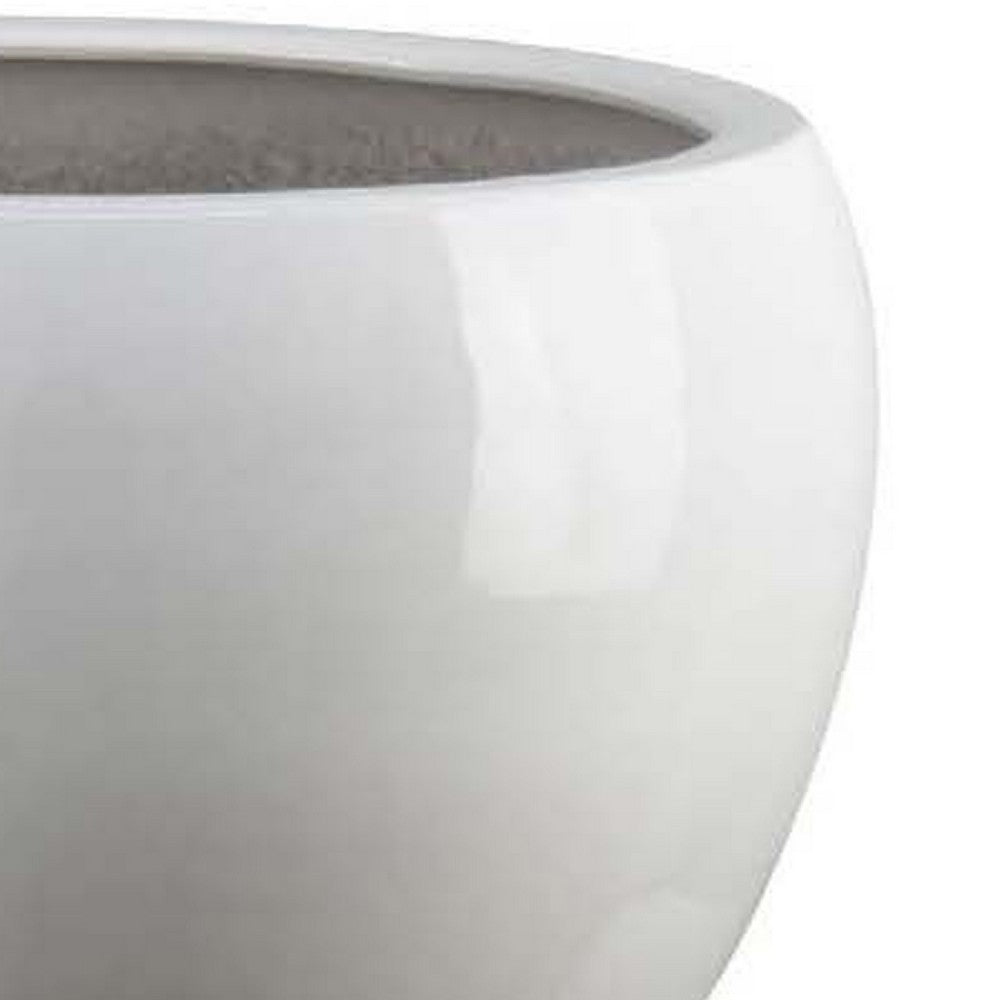 Womy Wide Decorative Planters Set of 2, Gloss White Ceramic 14 20 Inch -BM334942