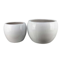 Womy Wide Decorative Planters Set of 2, Gloss White Ceramic 14 20 Inch -BM334942