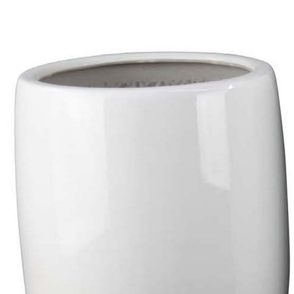 Womy Tall Decorative Planters Set of 2, Gloss White Ceramic 18 30 Inch -BM334943