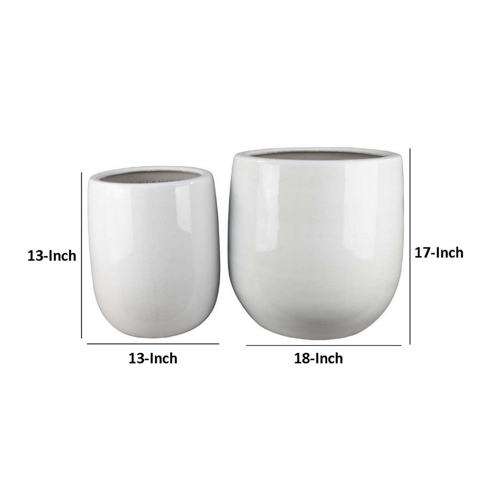 Womy Tall Decorative Planters Set of 2, Gloss White Ceramic 18 30 Inch -BM334943