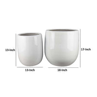 Womy Tall Decorative Planters Set of 2, Gloss White Ceramic 18 30 Inch -BM334943